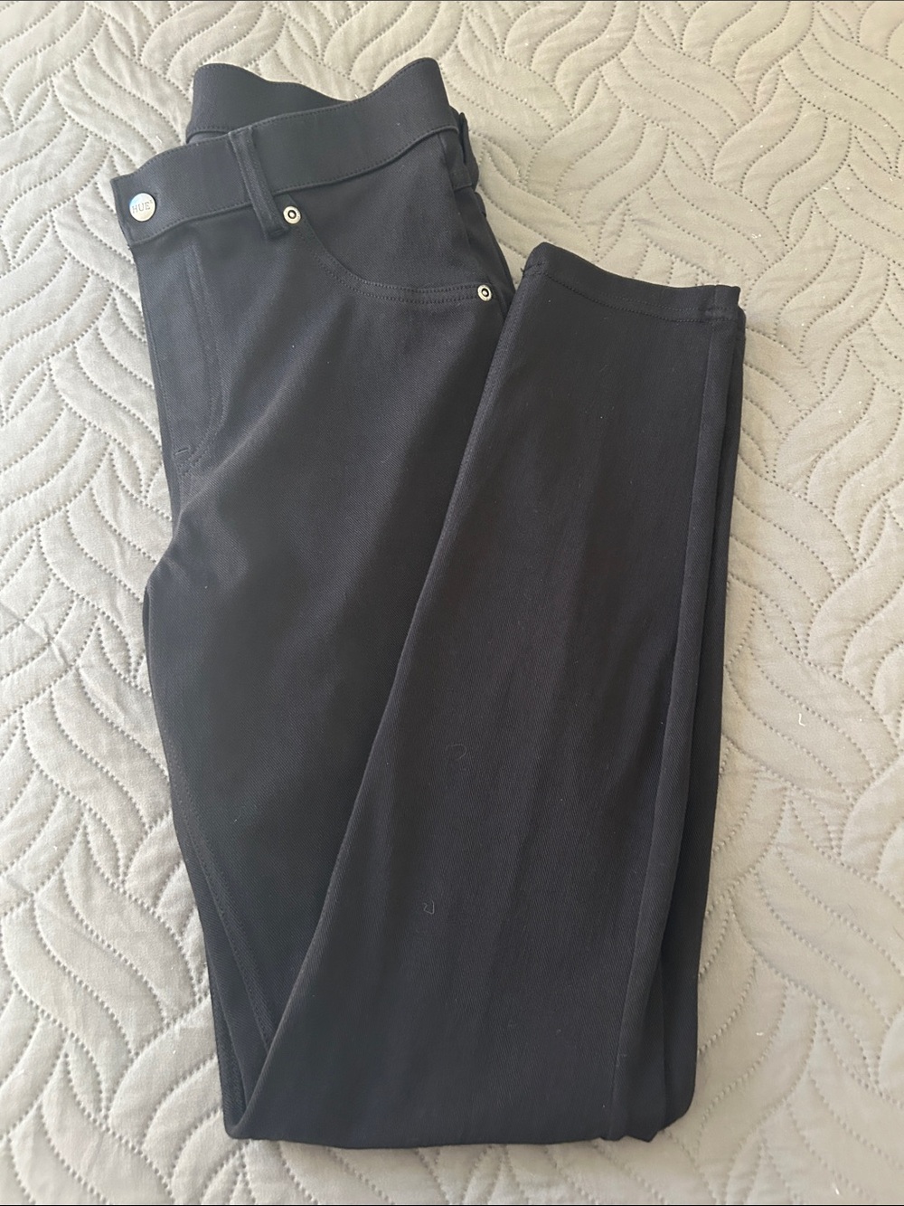 HUE Black Stretch High-Waist Pants